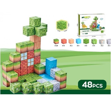 Klocki magnetyczne kostki 3D 48el color box 6660