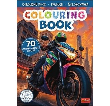 KOLOROWANKA Z NAKLEJKAMI MOTOCYKLE TREFLIKI 8301