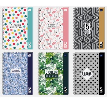 KOŁOZESZYT A4/100K KRATA 5KOL REGISTRÓW 3546 A'5