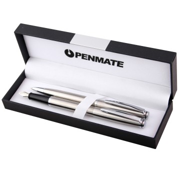 KOMPLET DŁUGOPIS+PIÓRO VIRTUO SREBRNE 0187