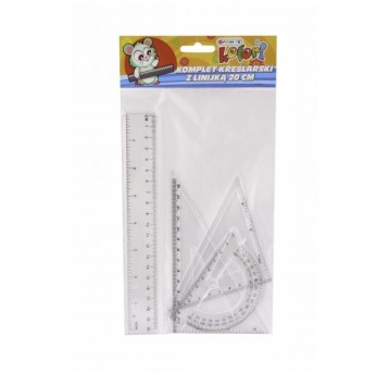 KOMPLET GEOM. KREŚLARSKI Z LINIJKĄ 20CM TT6663