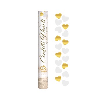 KONFETTI PNEUMATYCZNE B&C ZŁOTE I BIAŁE SERDUSZKA