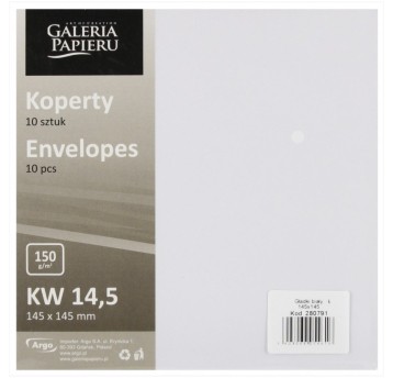 KOPERTA 145MM X145MM (10) GŁADKI BIAŁY 4616