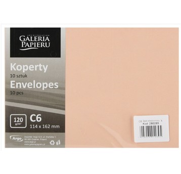 KOPERTA C6 GŁADKI BRZOSKWINIOWY 120G (10) 4395