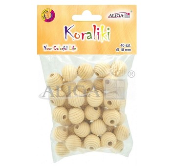 KORALIKI DREWNIANE 18MM 40SZT. 0812
