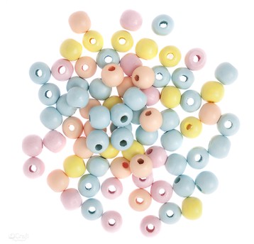 KORALIKI DREWNIANE KULKI 12 MM, PASTELOWE 40G 8547