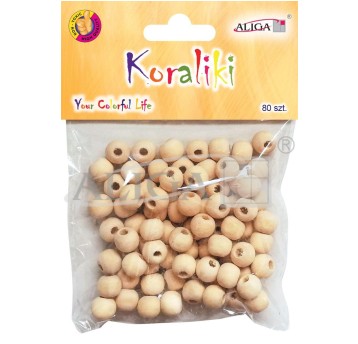 Koraliki drewniane O 10 mm, otwór O 3 mm