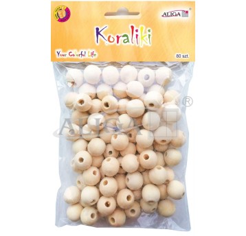 Koraliki drewniane O 14 mm, otwór O 4 mm