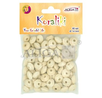 KORALIKI DREWNIANE PŁASKIE 14MM 80SZT. 0782