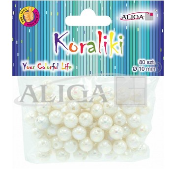 Koraliki plastikowe, opalizujące, perłowe, śr.10mm