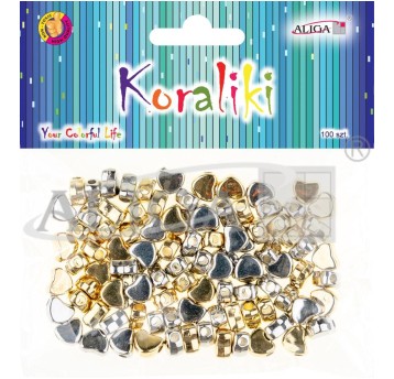 Koraliki plastikowe PJ-8250 serca 6mm 100szt 8250
