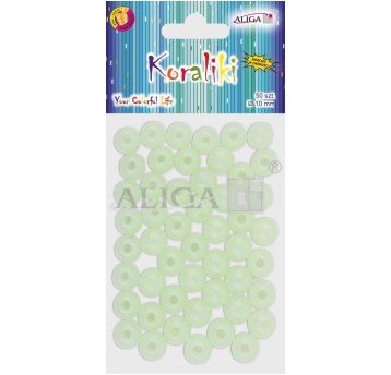 Koraliki plastikowe, świecące w ciemności