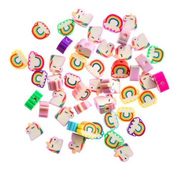 KORALIKI POLIMEROWE JEDNOROŻCE I TĘCZE 1CM 1344