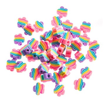 KORALIKI POLIMEROWE TĘCZOWE KWIATKI 1 CM 48 1481