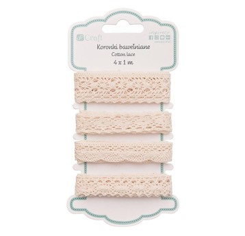 KORONKI BAWEŁNIANE 4 X 1M ANTIQUE BEIGE 7218