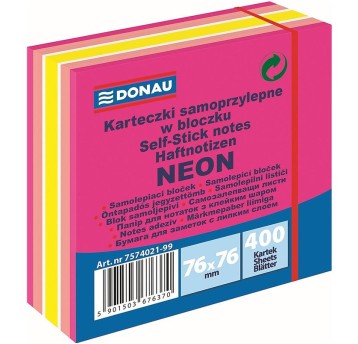 KOSTKA SAMOPRZYLEPNA 76X76 RÓŻ NEON PASTEL 6370