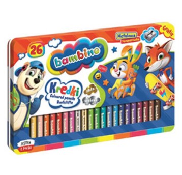 KREDKI BAMBINO 26KOL JUMBO METALOWE PUDEŁKO 3226