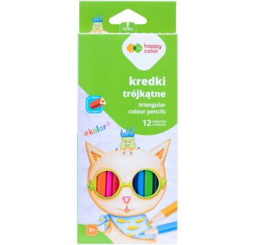 Kredki drewniane szkolne trójkątne 12 kol.1381