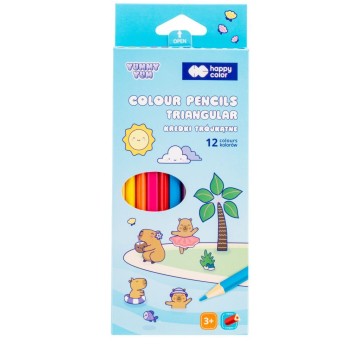 Kredki drewniane trójkątne KAPIBARA 12kol 1281