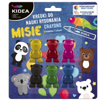 KREDKI MISIE DO NAUKI RYSOWANIA 6KOL KIDEA 9840