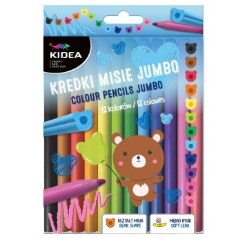 KREDKI MISIE JUMBO 12 KOLORÓW KIDEA 4437