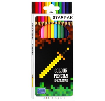 KREDKI OŁÓWKOWE 12 KOL MINECRAFT 1338 PIKSELE