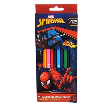 KREDKI OŁÓWKOWE 12KOL 18CM SPIDERMAN 9929