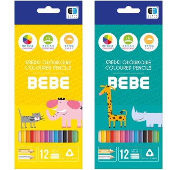 KREDKI OŁÓWKOWE TRÓJKĄTNE 12KOL. B&B KID 9929 A'12