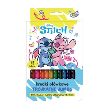 KREDKI OŁÓWKOWE TRÓJKĄTNE JUMBO 12kol. STITCH 0873