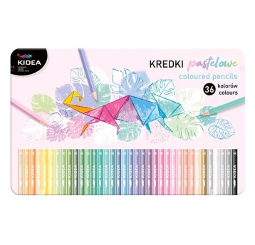 KREDKI PASTELOWE TRÓJKĄTNE W METAL PUDEŁKU 36 5408