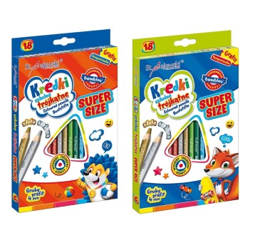 KREDKI SZKOLNE TRÓJKĄTNE SUPER SIZE 18 kol. + TEM