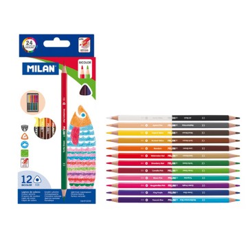 KREDKI TRÓJKĄTNE BICOLOR MILAN 12/24 KOLORÓW 2225