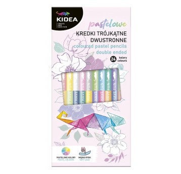 KREDKI TRÓJKĄTNE DWUSTRONNE PASTELOWE 24KOL 7258