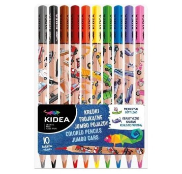 KREDKI TRÓJKĄTNE JUMBO POJAZDY 10 KOL. KIDEA 3485