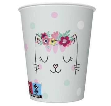 KUBECZKI PAPIEROWE 250ML 8SZT KOTY DZIEWCZY 037901