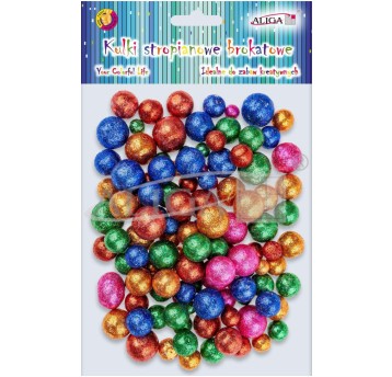 Kulki styropianowe brokatowe KSB-1879 mix kolorów