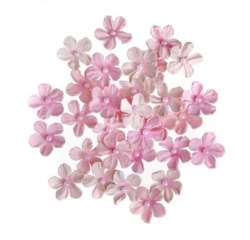 KWIATY PAPIEROWE Z PEREŁKĄ 2 CM 32 SZT RÓŻOWE 2498