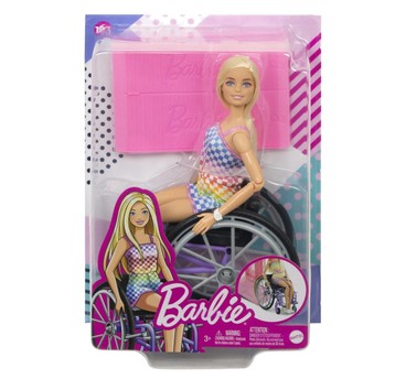 LALKA BARBIE NA WÓZKU BARBIE STRÓJ W KRATKĘ HJT13