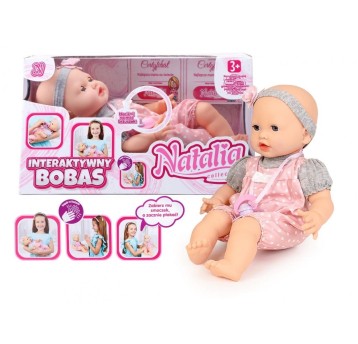 LALKA NATALIA BOBAS MIMICZNY ZE SMOCZKIEM 41CM7711
