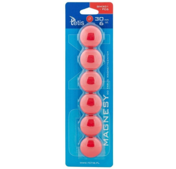 MAGNESY DO TABLIC 30MM/6 CZERWONE GŁADKIE 6269