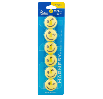 MAGNESY DO TABLIC 30MM/6 ZÓŁTE UŚMIECH GM301-SY6