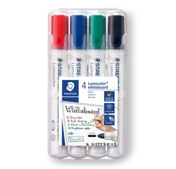 Marker Lumocolor whiteboard OKRĄGŁY 4 kol.