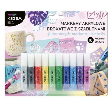 MARKERY AKRYLOWE BROKATOWE 10 KOL. Z SZABLONAMI