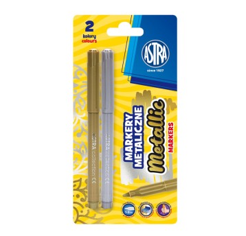 Markery metaliczne okrągłe złoty i srebrny 3138