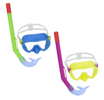 MASKA Z RURKĄ DO NURK ZIELO-NIEB/ ZÓŁTY-RÓŻ 1224