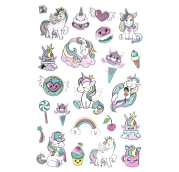 METALICZNE NAKLEJKI 3D - JEDNOROŻCE 23 SZT. 2353