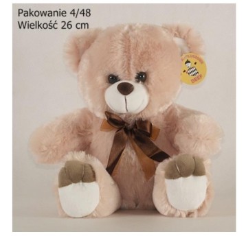 Miś Beżowy z Brązową Kokardką Średni