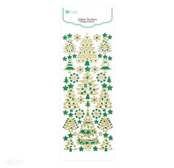 NAKLEJKI BROKAT- CHOINKI GOLD & GREEN, 44 SZT.7302