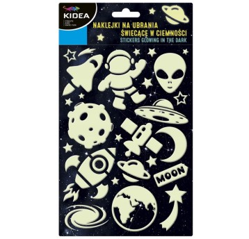 NAKLEJKI NA UBRANIA ŚWIECĄ W CIEMNOŚCI KOSMOS 0686