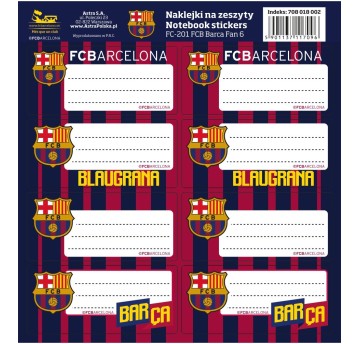 NAKLEJKI NA ZESZYT FC-201 FC BARCA A"50 708018002